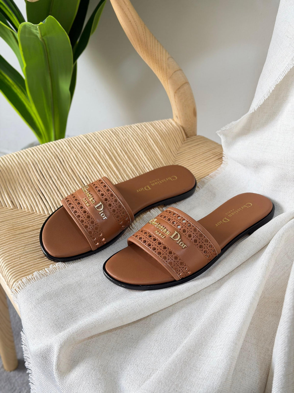Christian Dior D-Lane Slide In Calfskin Slide