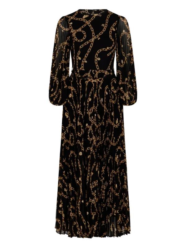 ZIMMERMANN chain-print pleated-skirt Midi Dress