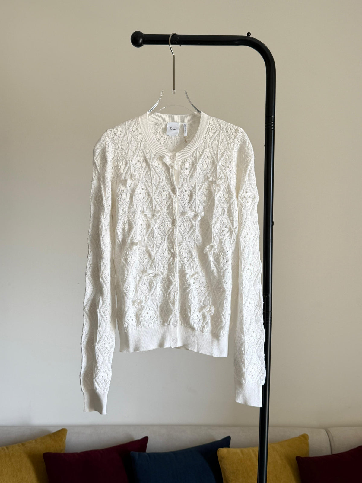 Dior Dioriviera Embroidered Cardigan Blue Openwork Cotton Knit