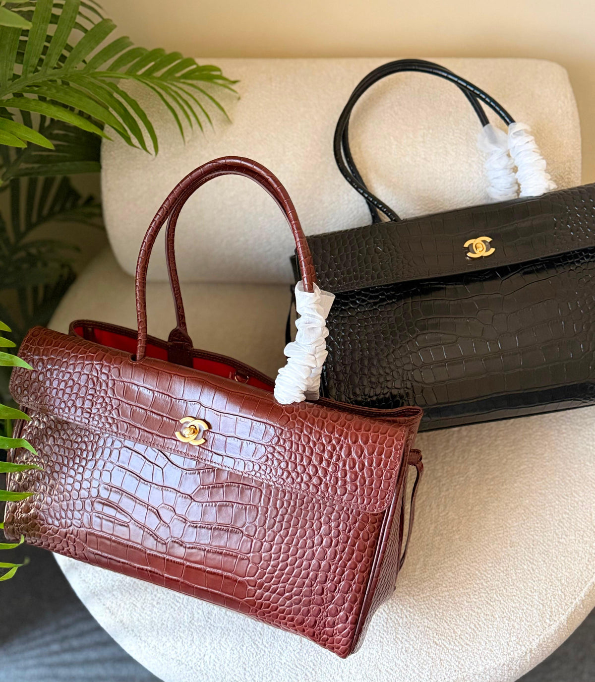 Chanel Crocodile Embossed Calfskin Metal Bag