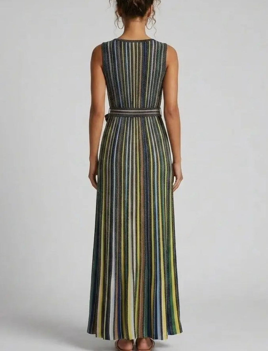 Missoni Sleeveless Embellished Stripe Knit Maxi Dress