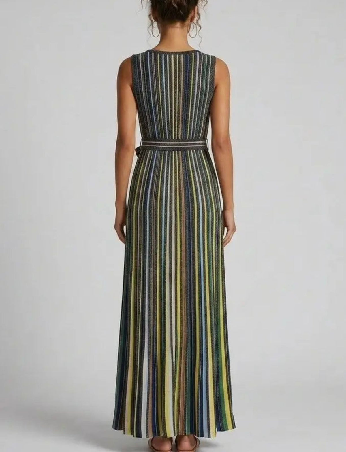 Missoni Sleeveless Embellished Stripe Knit Maxi Dress