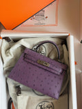 Hermes Mini Kelly In Real Ostrich Leather