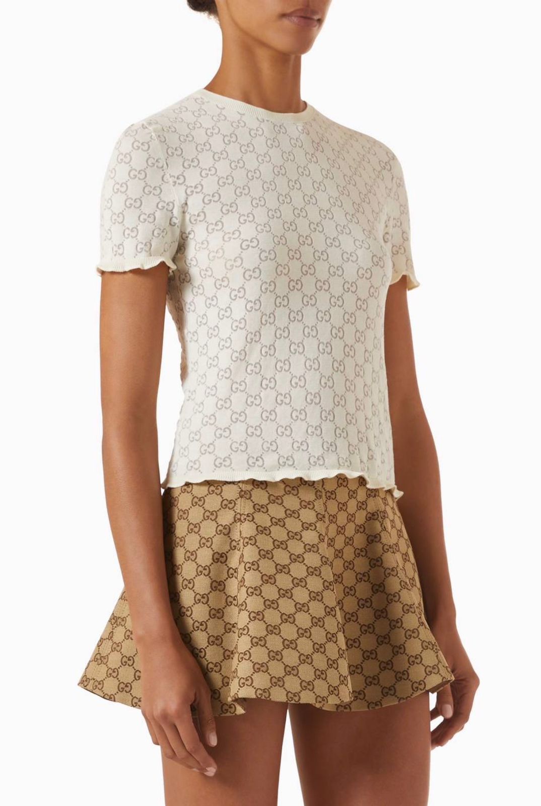 Gucci White Crewneck Top in Cotton