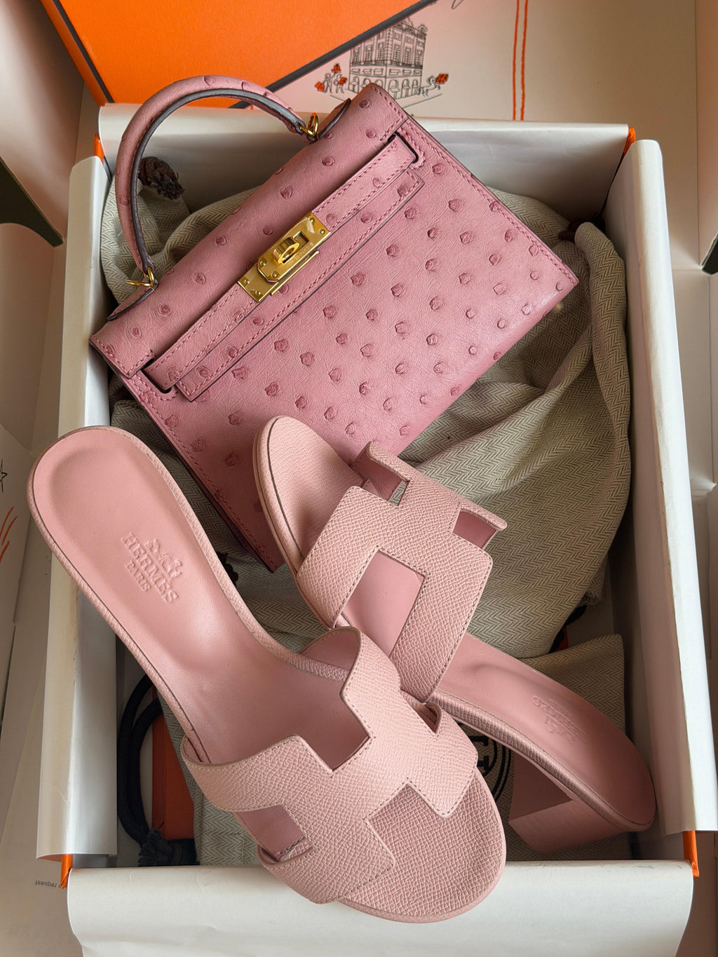 Hermes Mini Kelly In Real Ostrich Leather