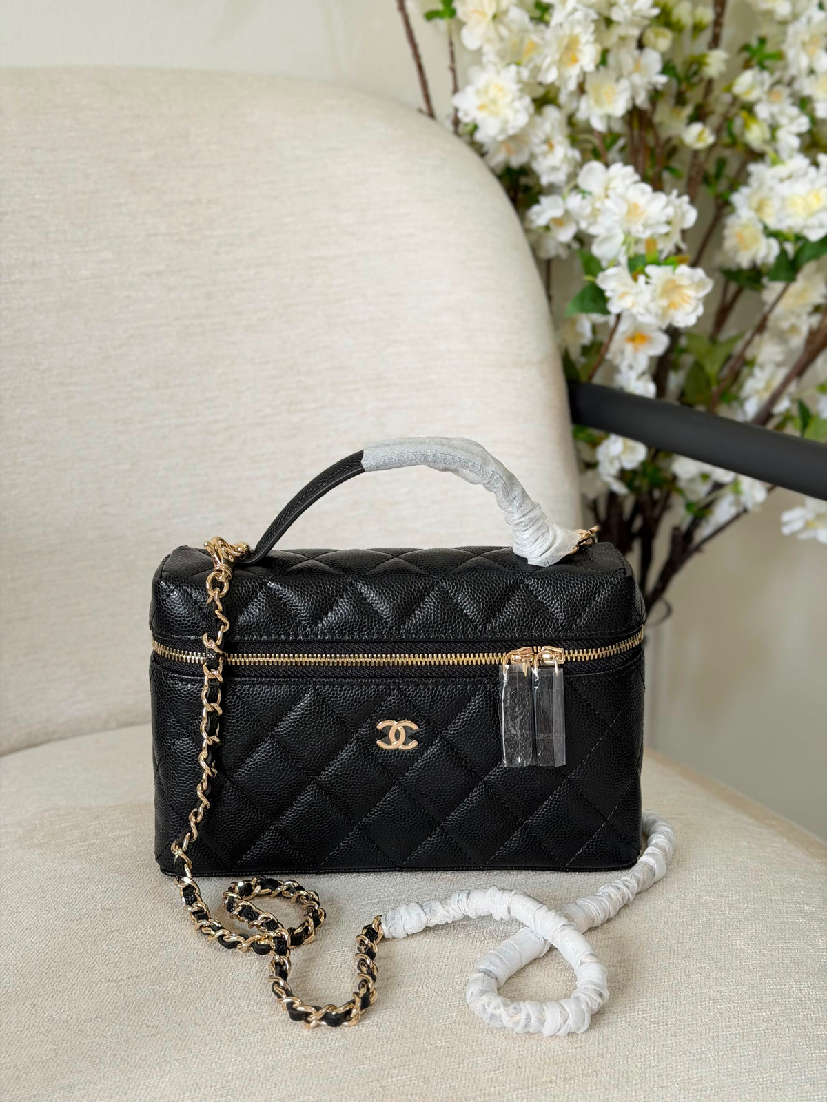 Chanel Caviar Quilted Trendy Handle Slim Vanity