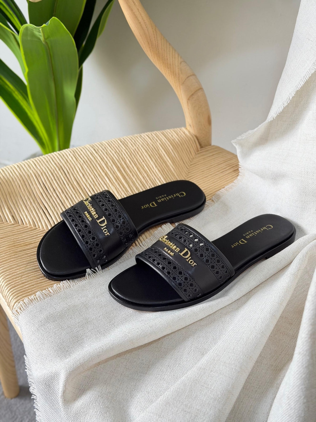 Christian Dior D-Lane Slide In Calfskin Slide