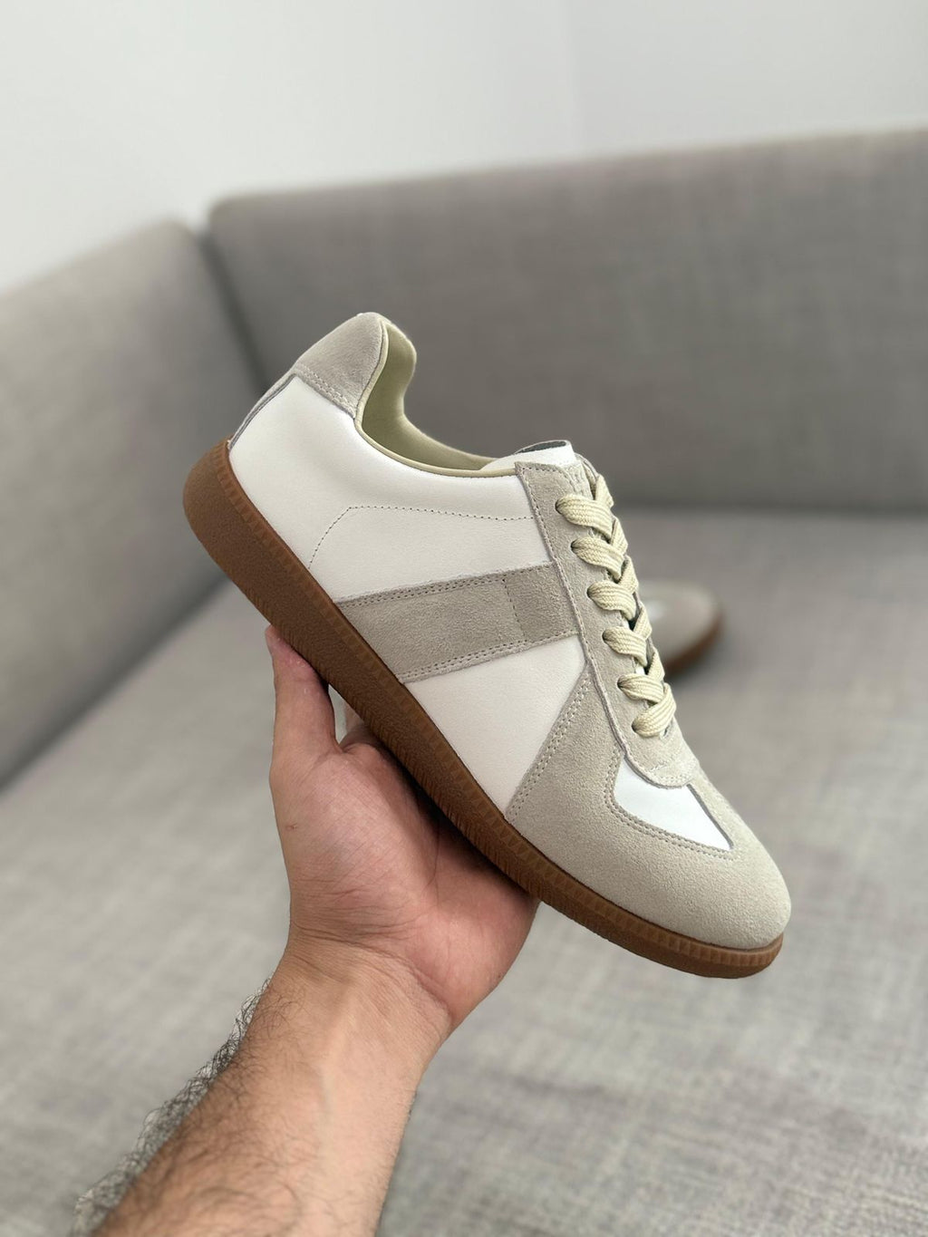Maison Margiela Follow Replica Wedge Sneakers in Suede & Leather