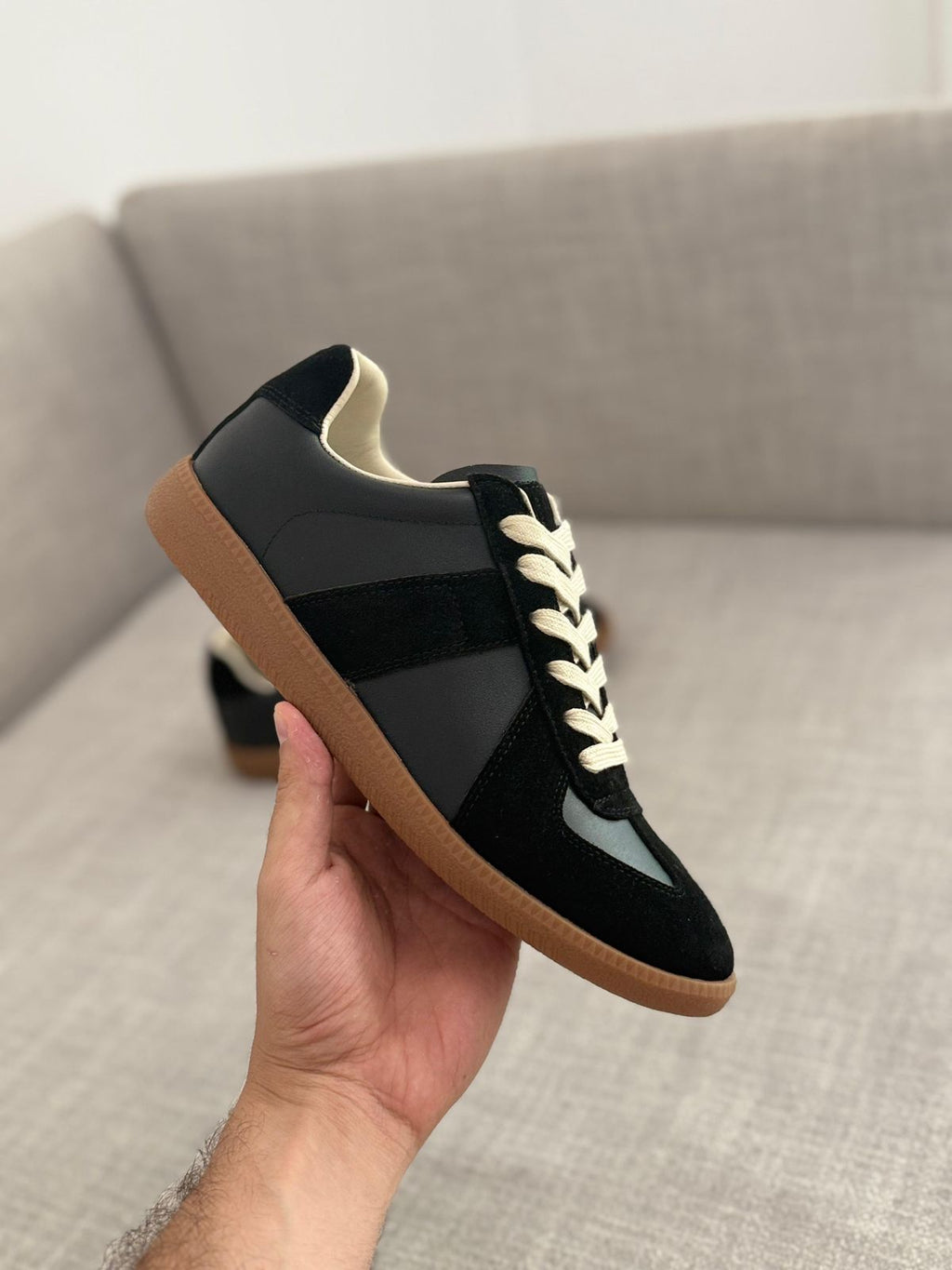 Maison Margiela Follow Replica Wedge Sneakers in Suede & Leather