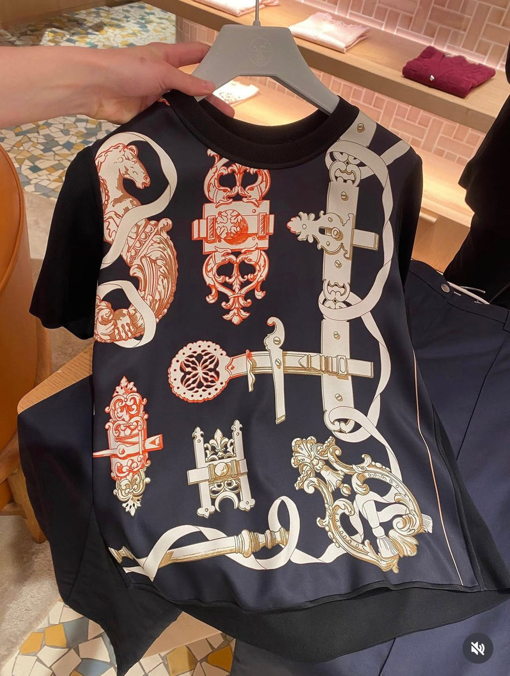 Hermes Ferronnerie Remix" short-sleeve twillaine sweater