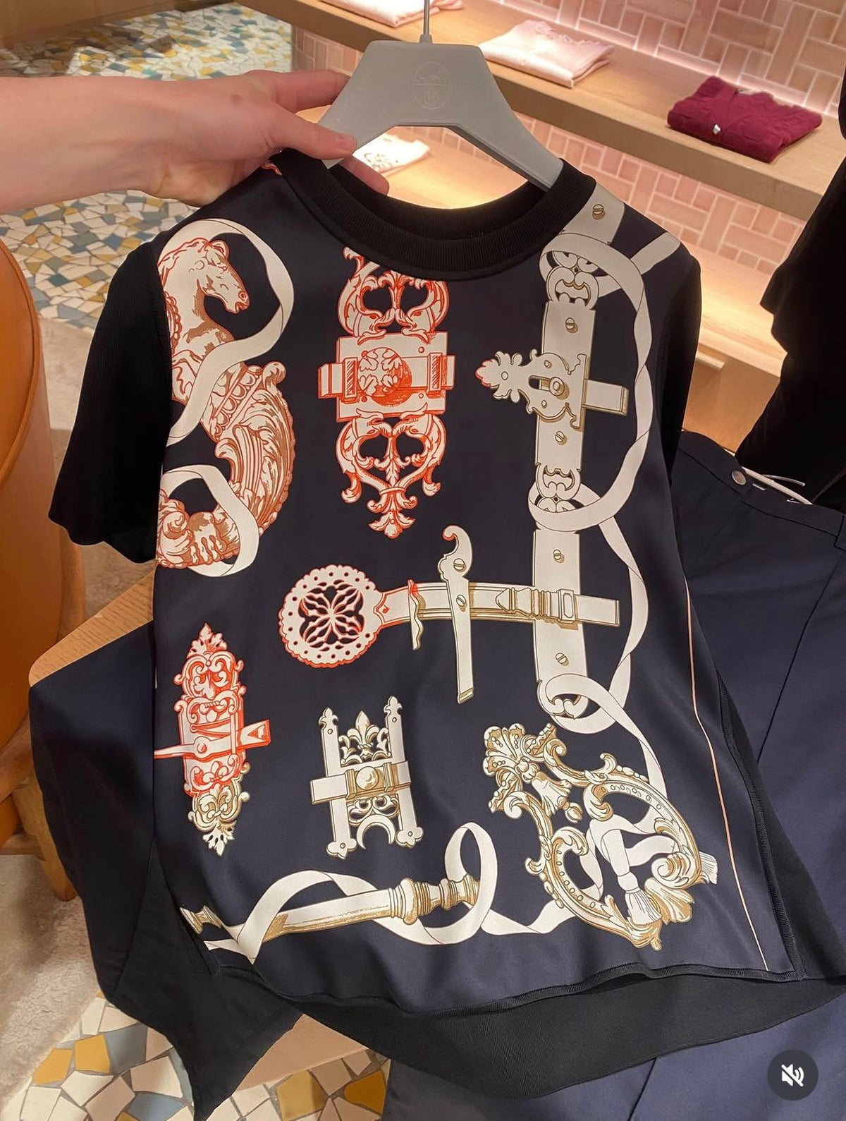 Hermes Ferronnerie Remix" short-sleeve twillaine sweater