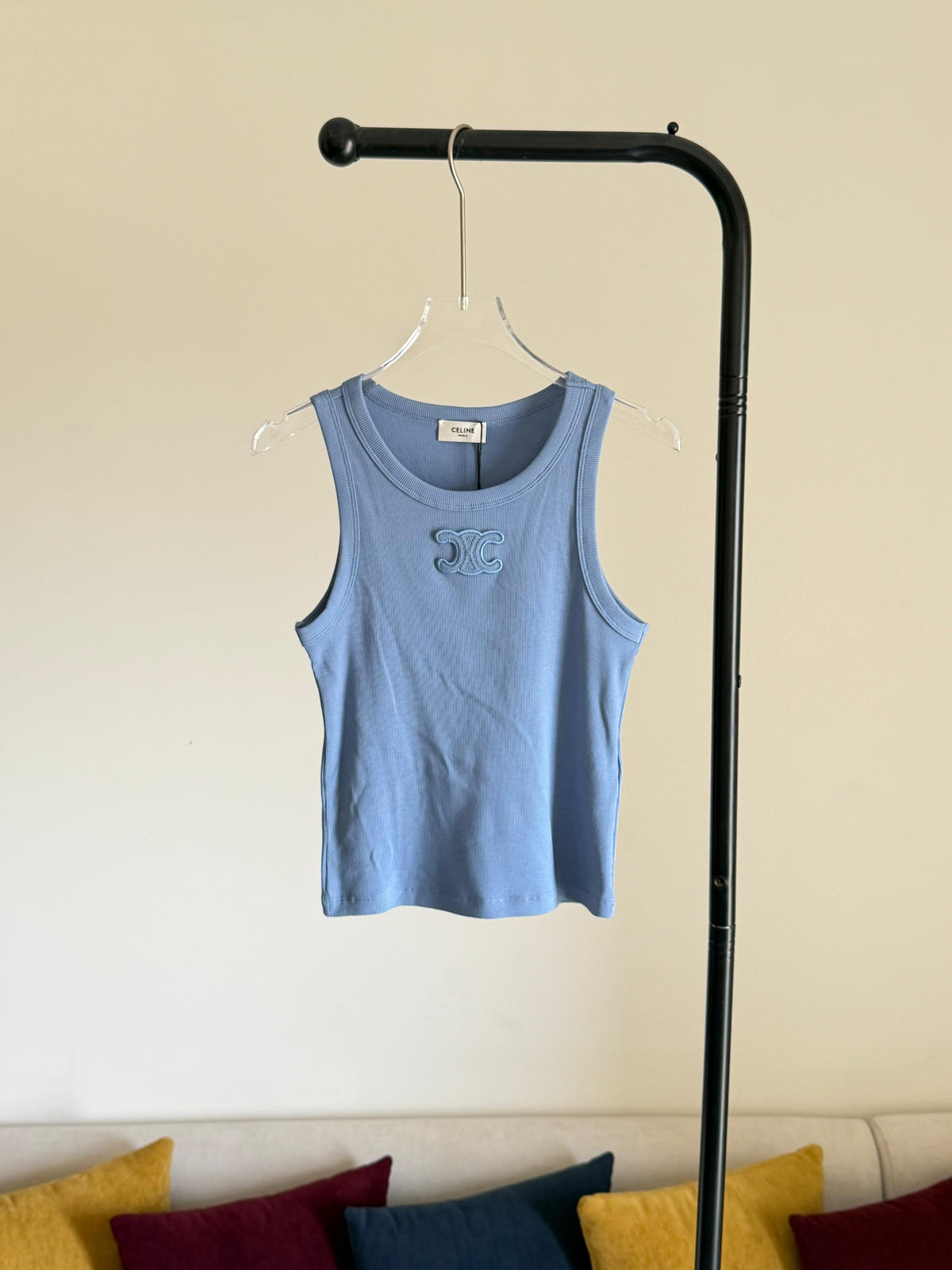CELINE triomphe tank top IN ribbed cotton silk