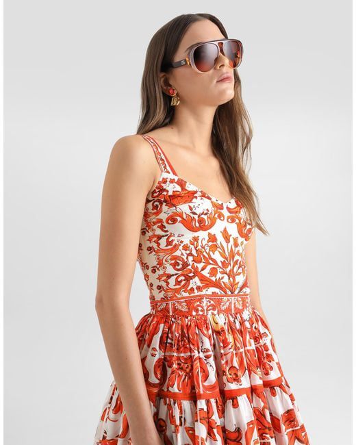 Dolce & Gabbana Majolica-print Poplin Top