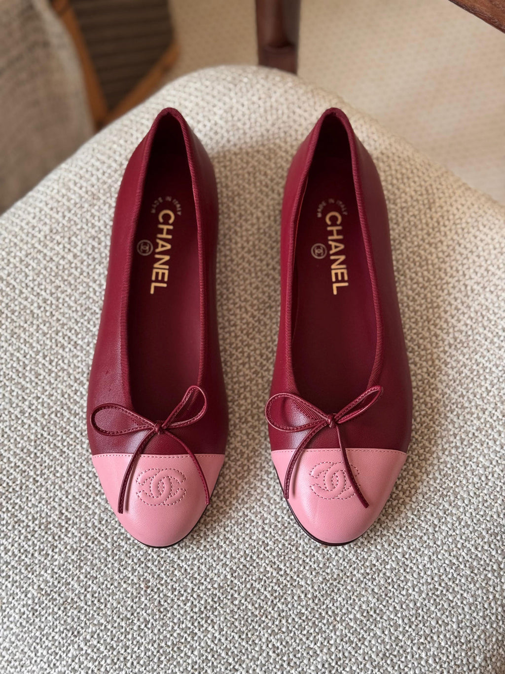 Chanel Ballet flats - Lambskin, burgundy & pink