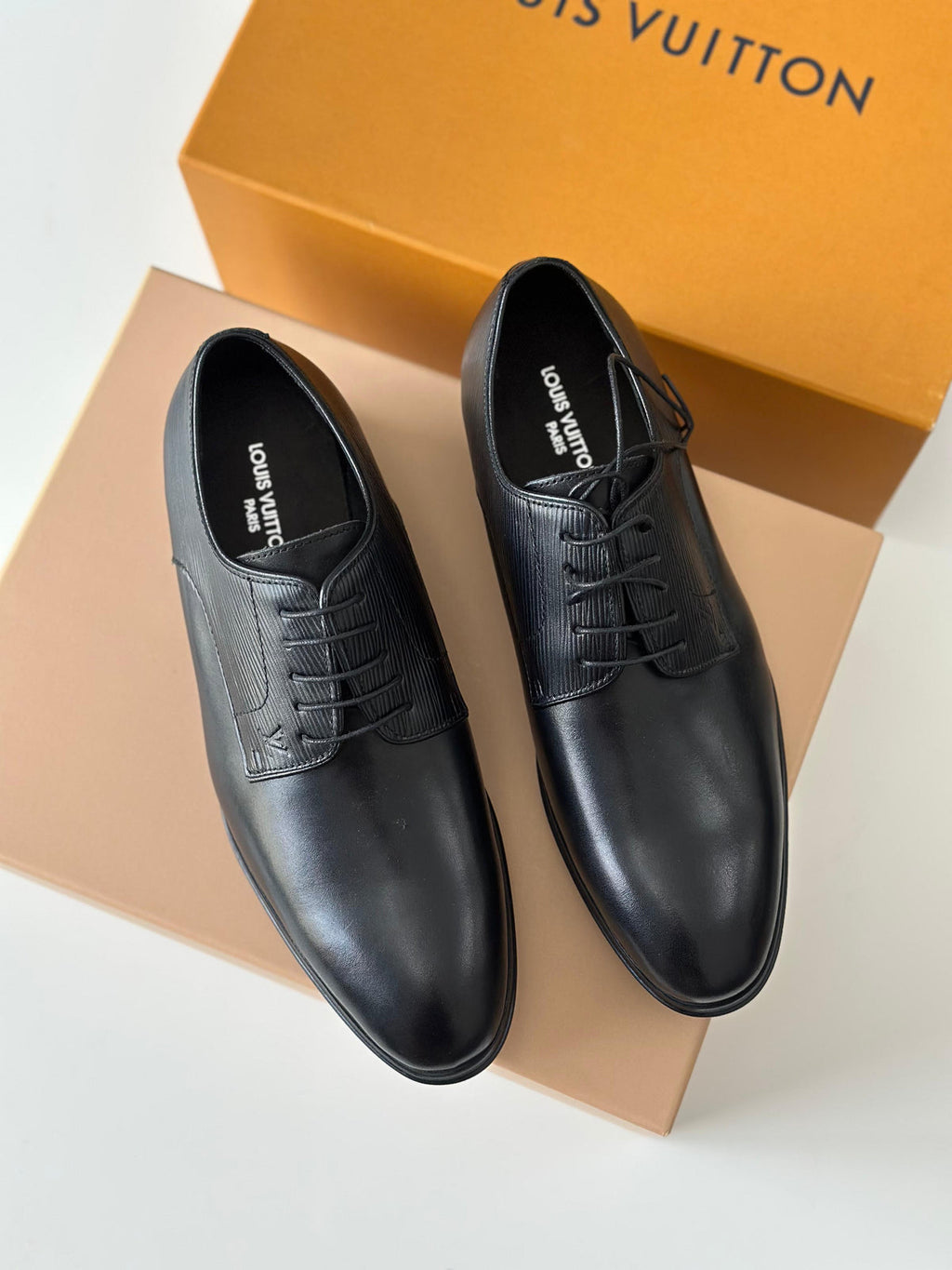 Louis Vuitton Black Leather Haussmann Derby