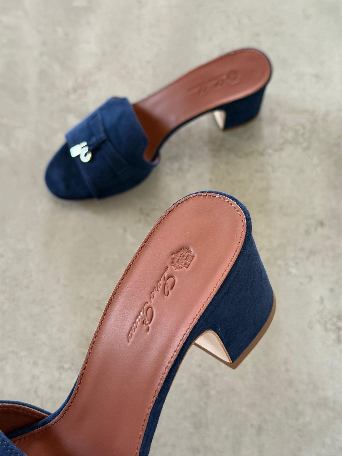 Loro Piana Navy Blue Suede Summer Charms