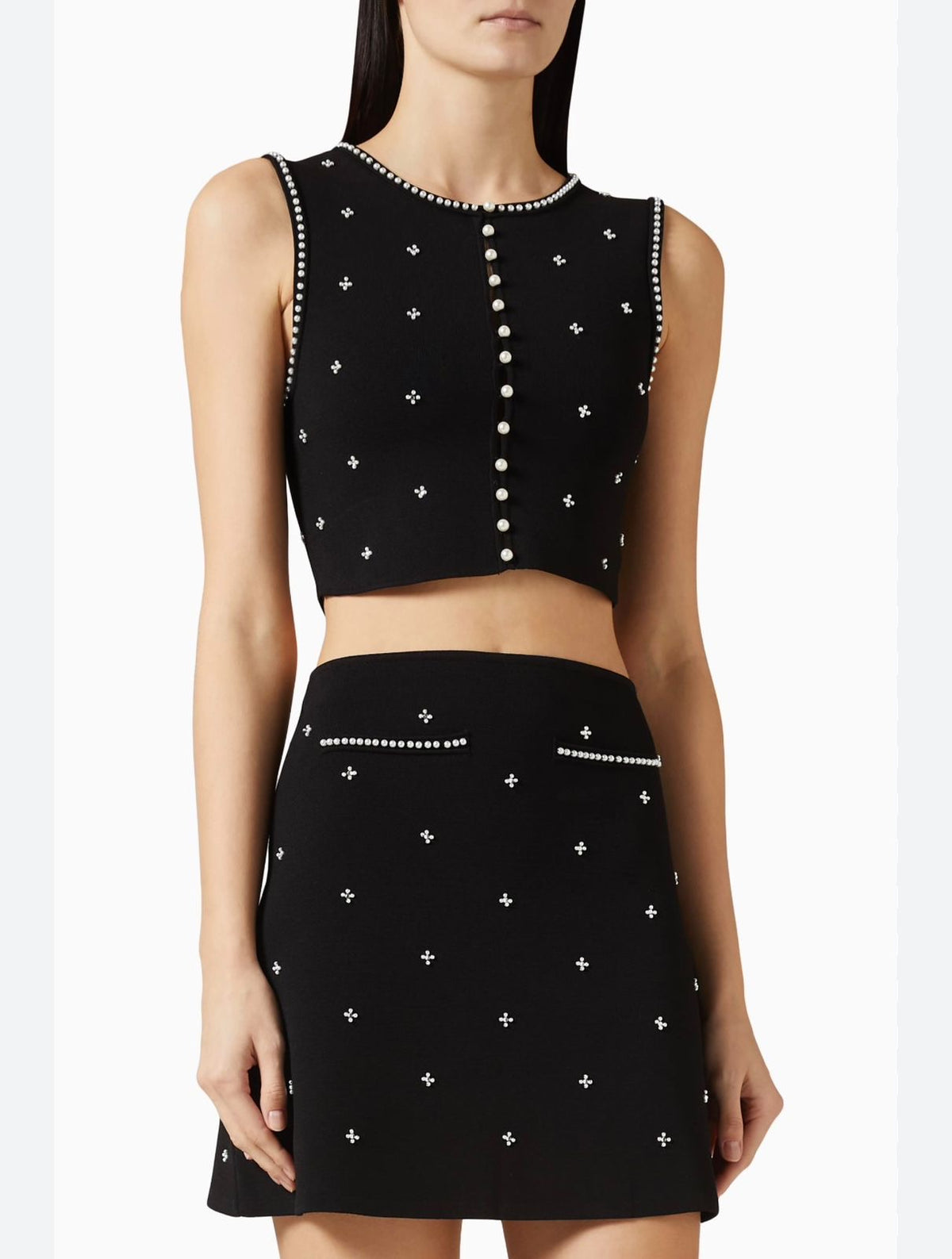 SANDRO Black Embellished Mini Skirt