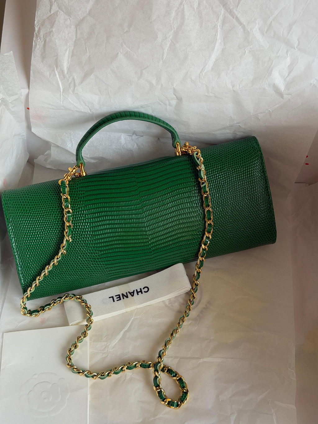 Chanel Clutch with Top Handle in lizard-embossed calfskin