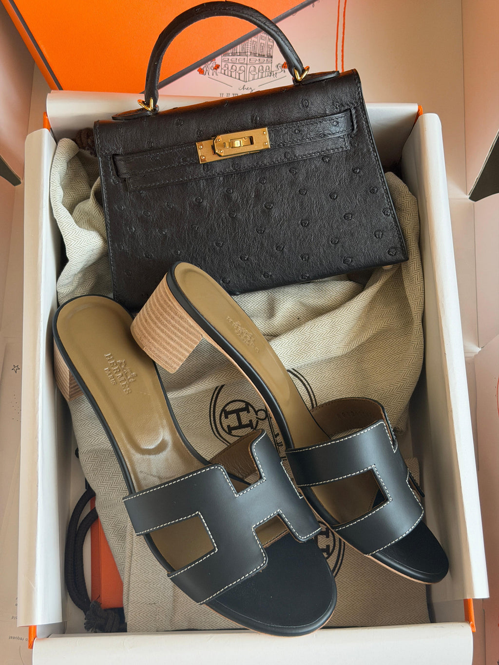 Hermes Mini Kelly In Real Ostrich Leather