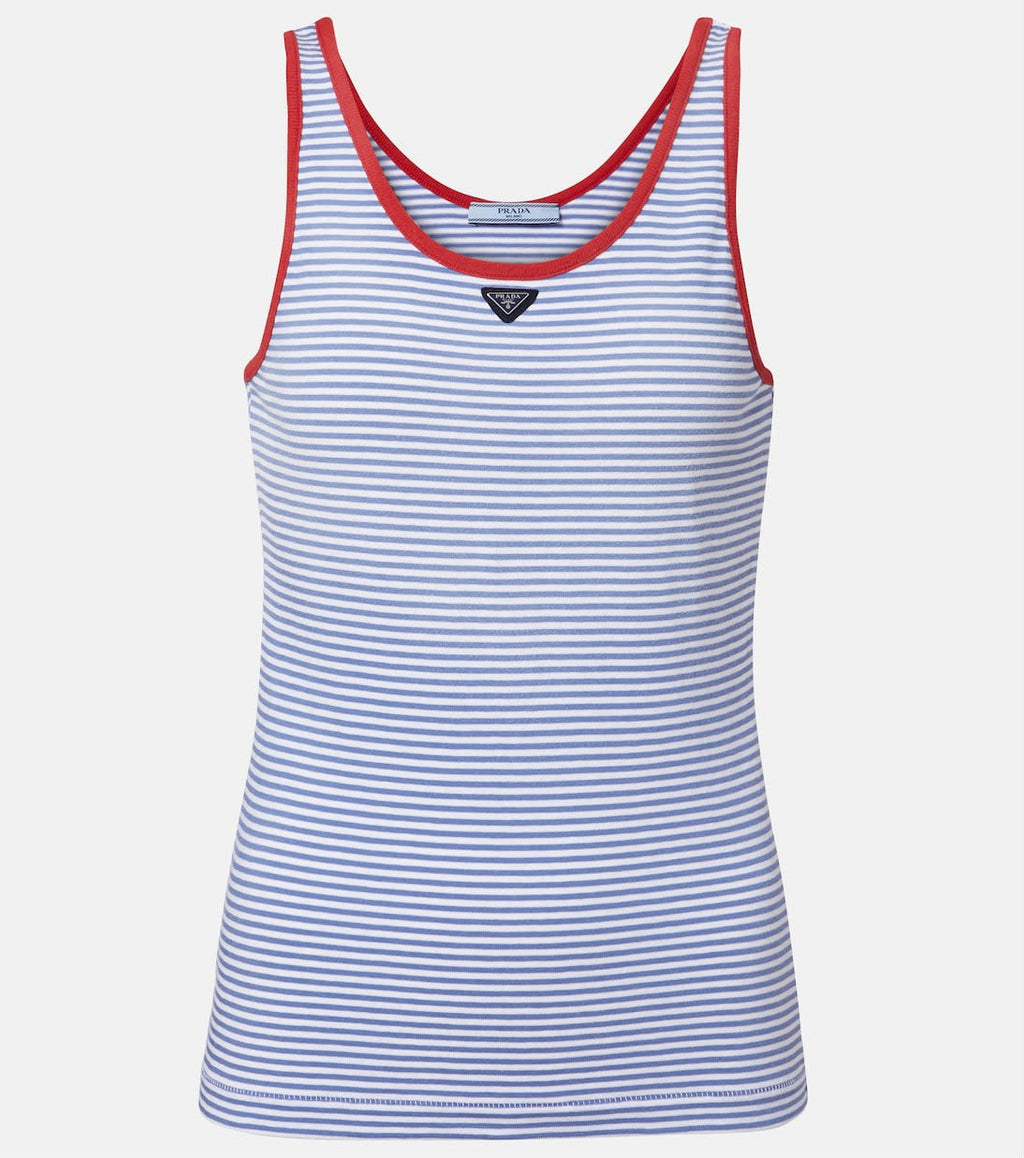 Prada Striped Cotton Jersey Tank Top