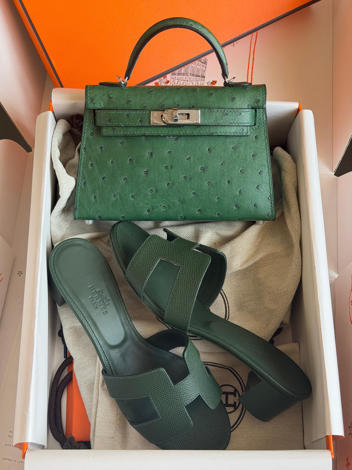 Hermes Mini Kelly In Real Ostrich Leather