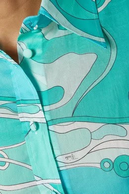 PUCCI Blue Cotton Orchidee Maxi set