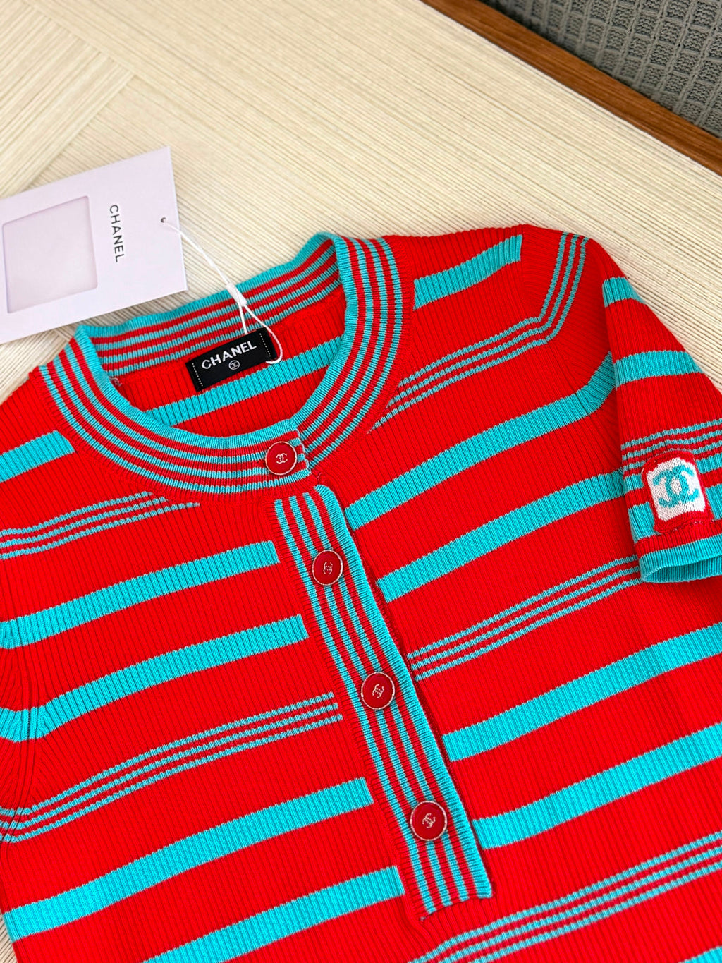 Chanel Top - Cotton, red & turquoise