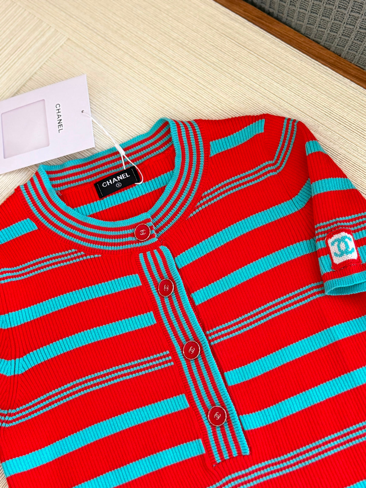 Chanel Top - Cotton, red & turquoise