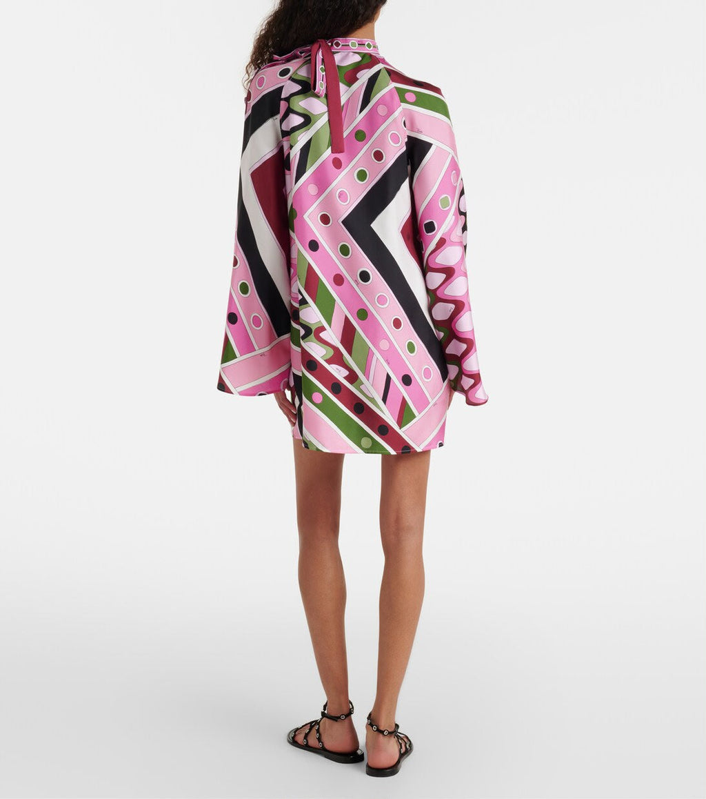 Pucci Pink Printed Mini Dress in Silk Satin