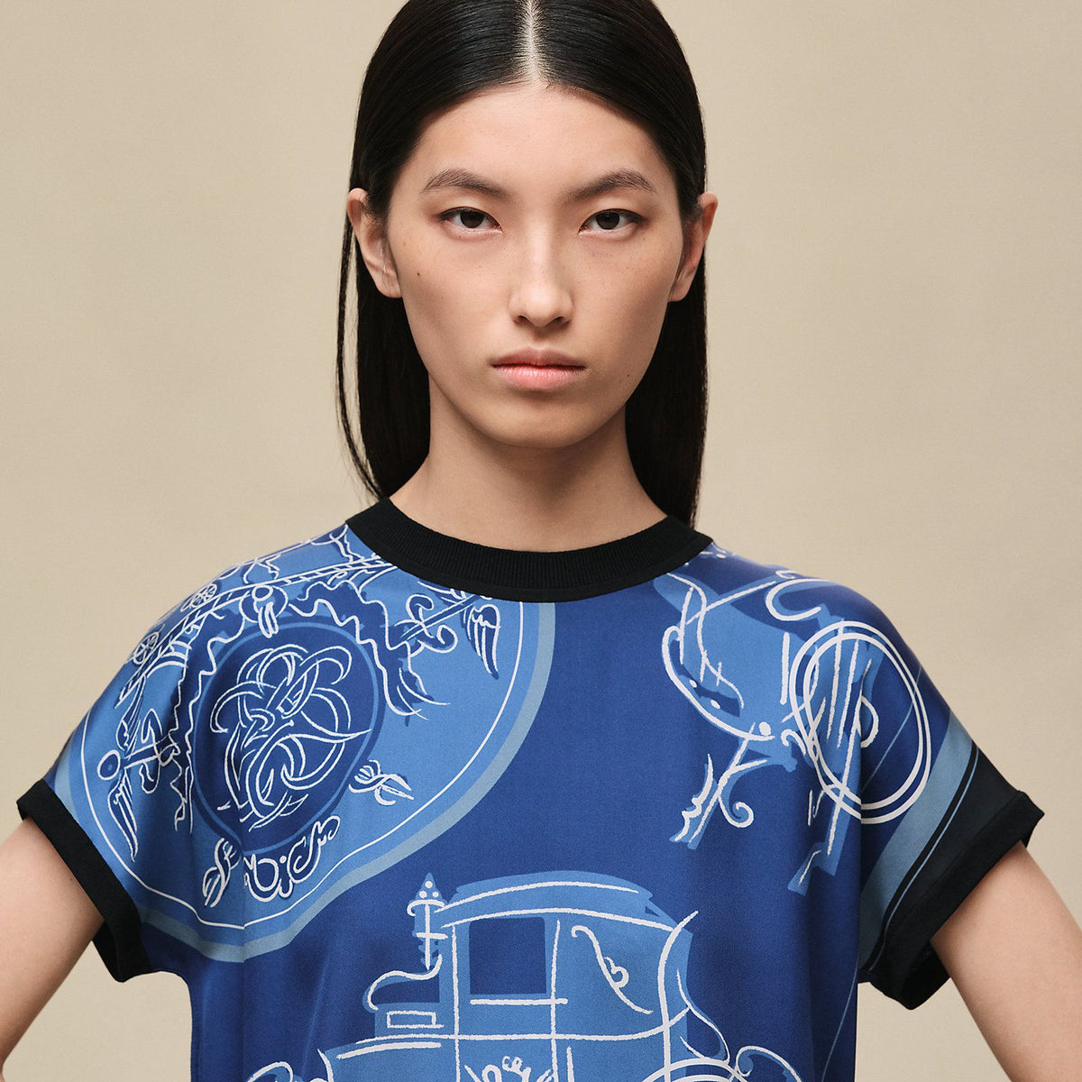 Hermes Ferronnerie Remix" short-sleeve twillaine sweater
