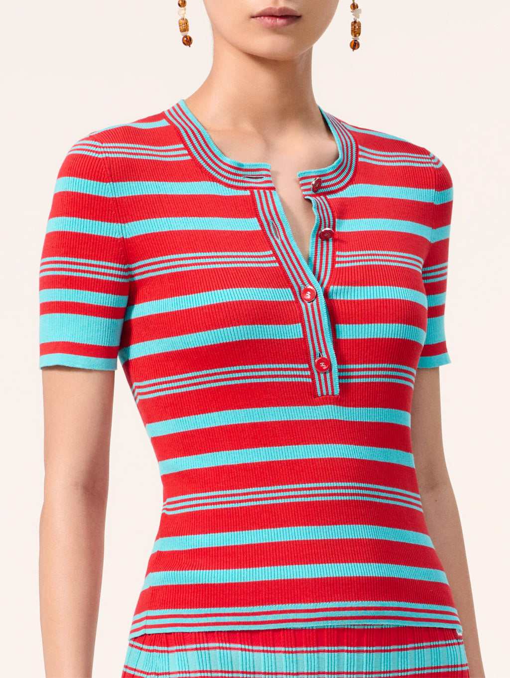 Chanel Top - Cotton, red & turquoise