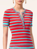Chanel Top - Cotton, red & turquoise