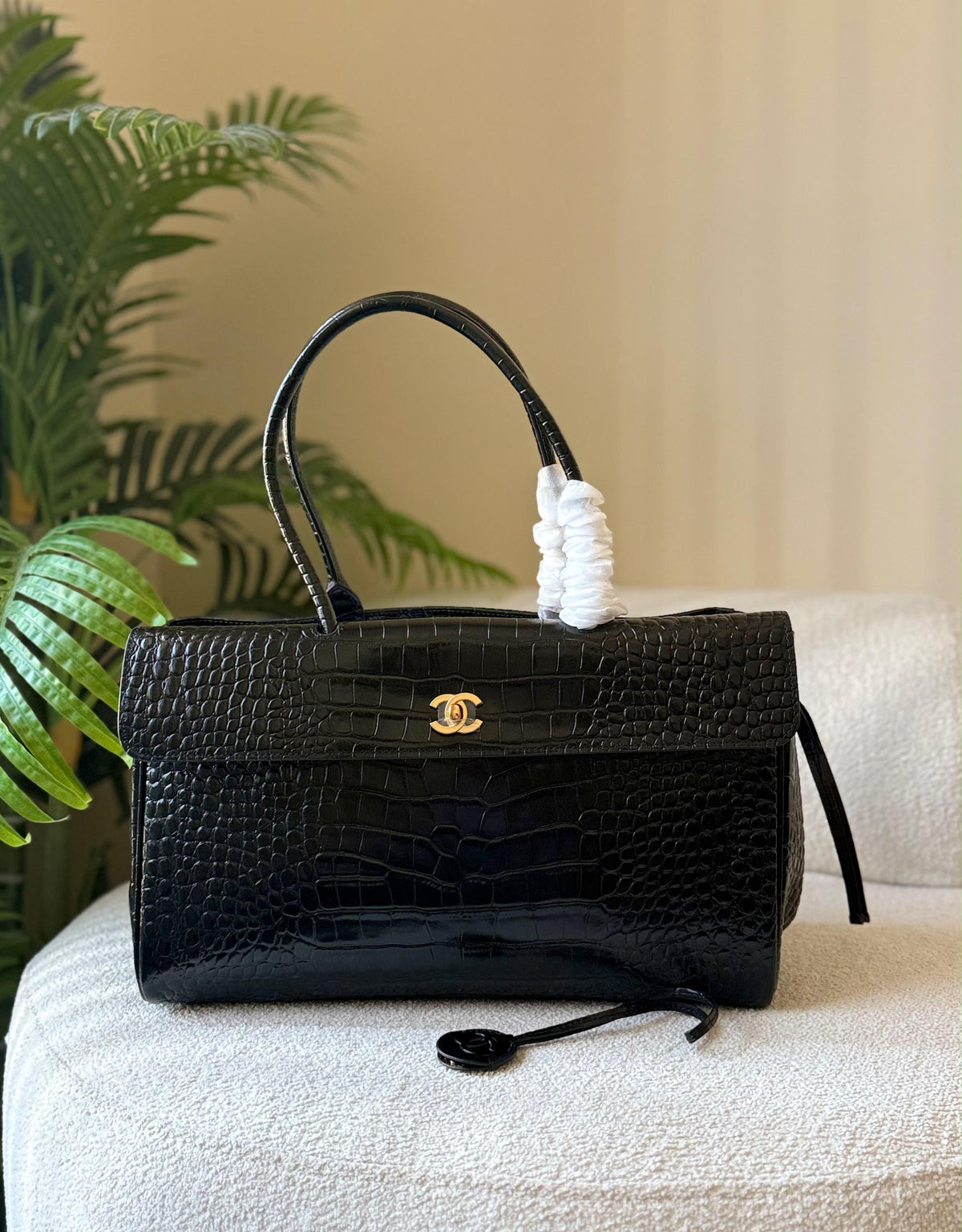 Chanel Crocodile Embossed Calfskin Metal Bag