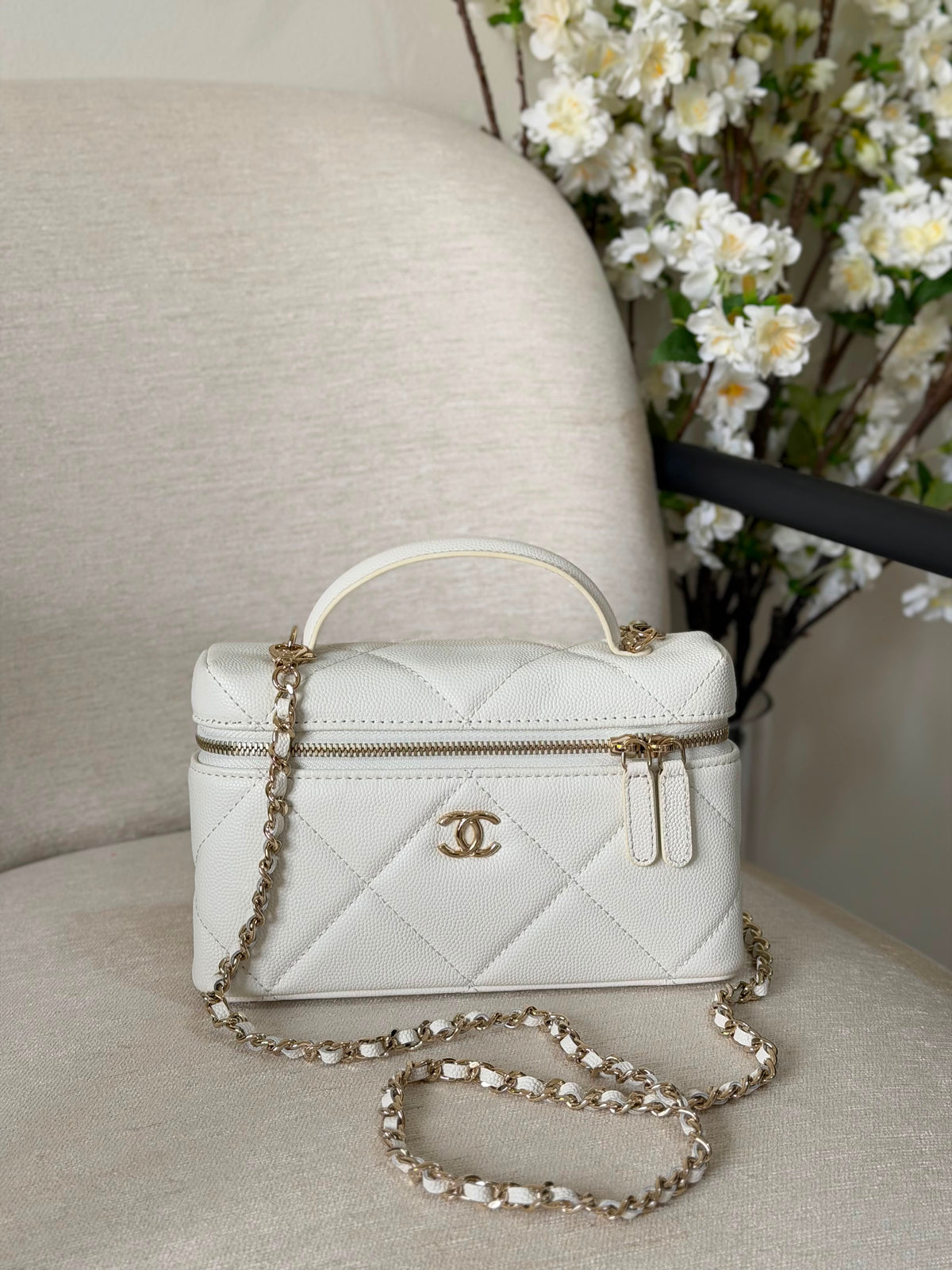 Chanel Caviar Quilted Trendy Handle Slim Vanity