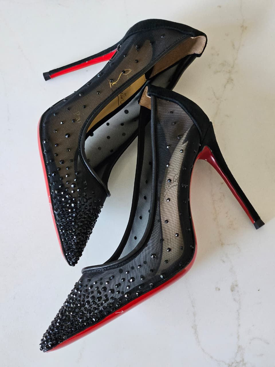 Christian Louboutin Mesh Follies Strass Pumps
