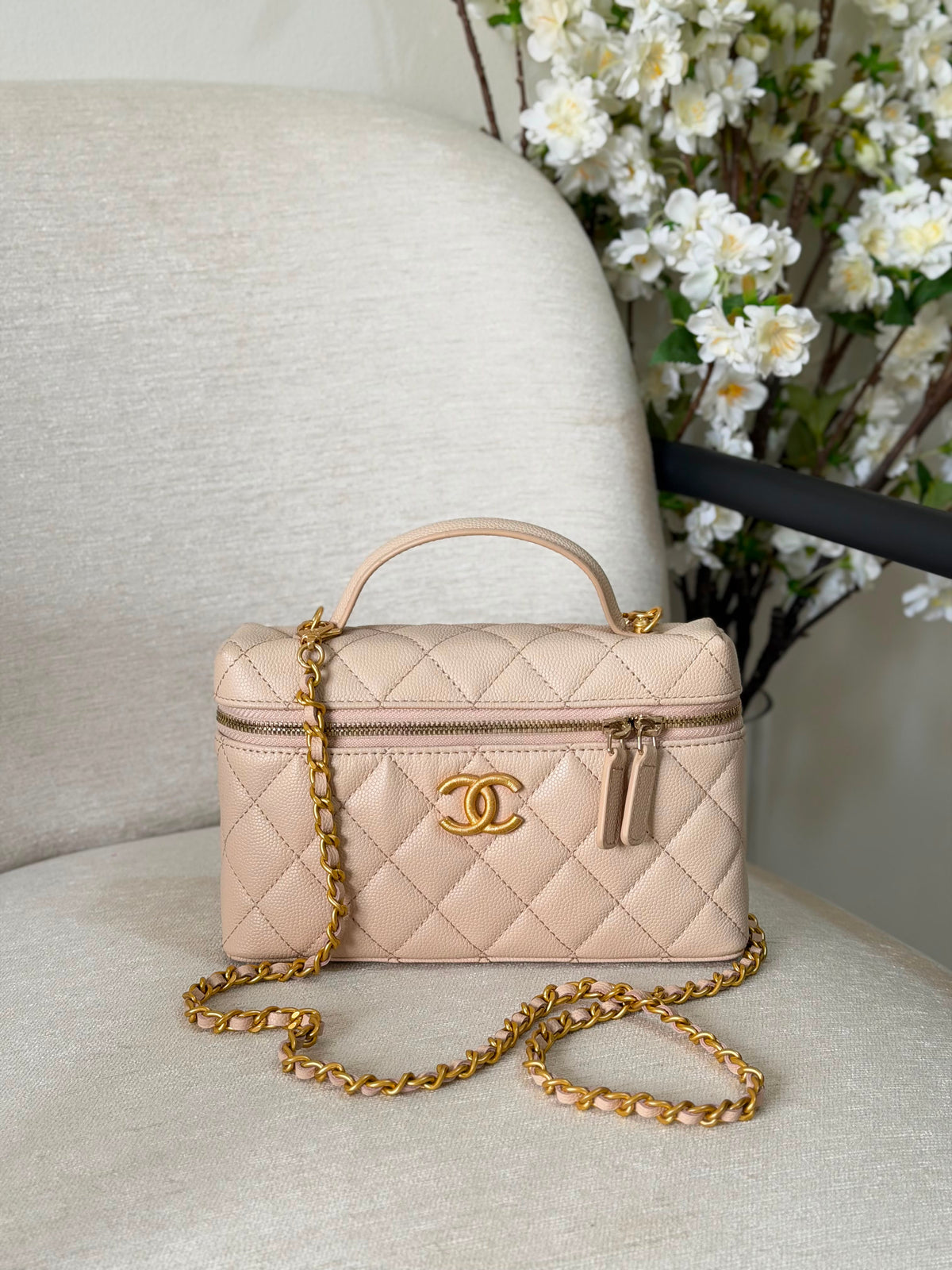 Chanel Caviar Quilted Trendy Handle Slim Vanity