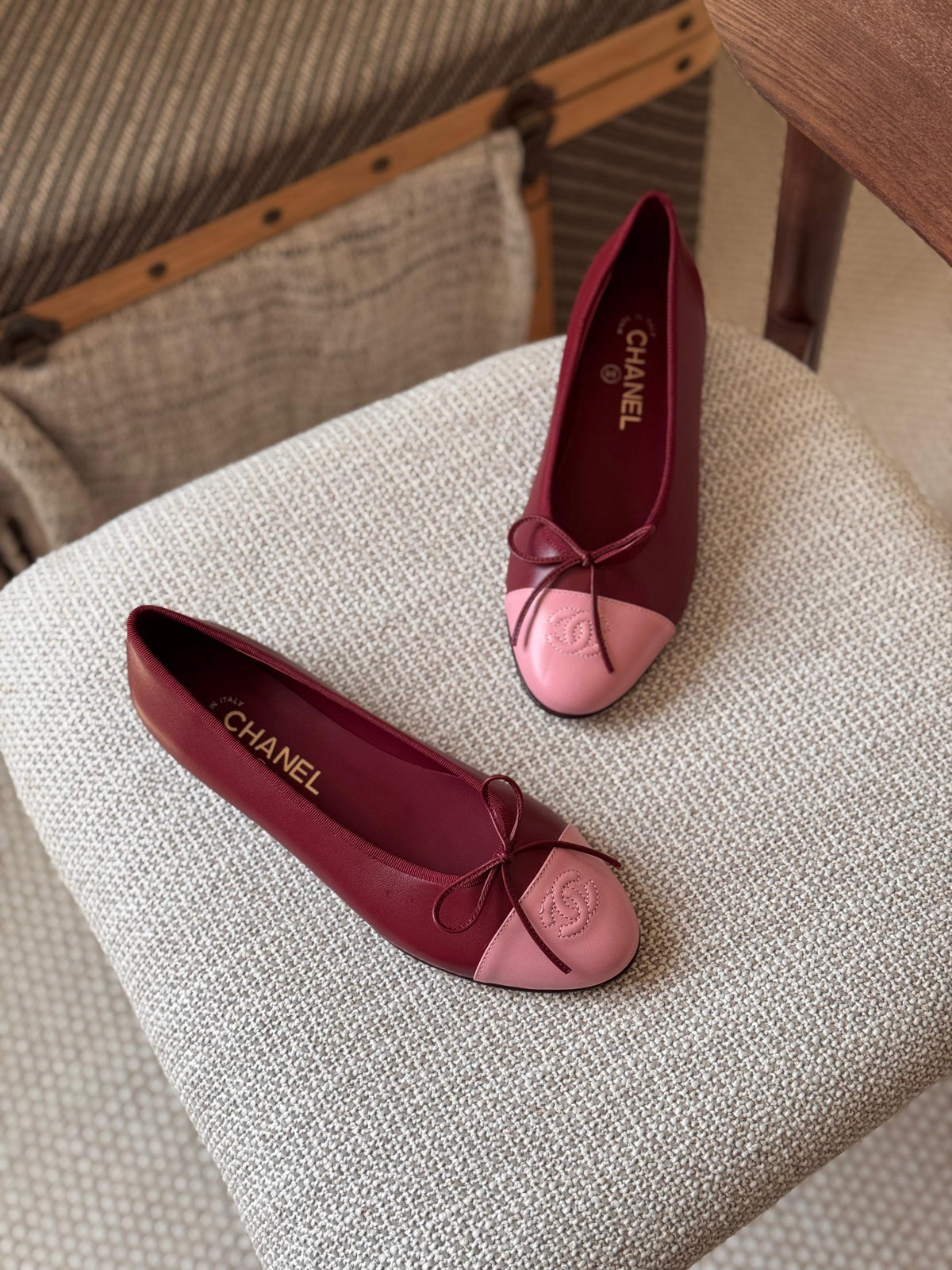 Chanel Ballet flats - Lambskin, burgundy & pink