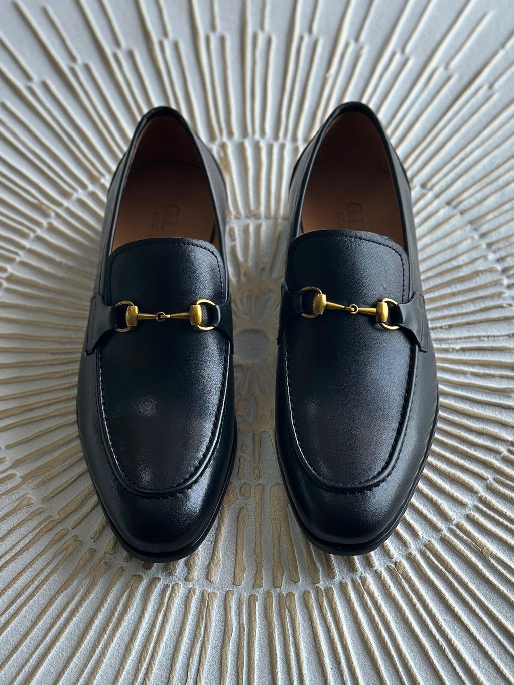 Gucci Black Leather Web Horsebit Loafers