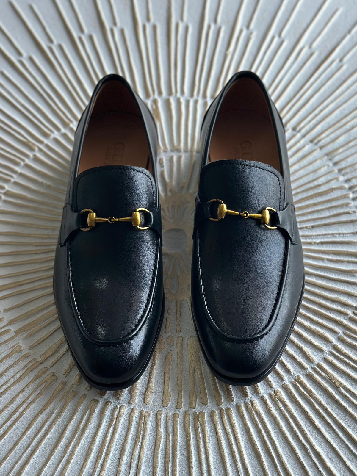 Gucci Black Leather Web Horsebit Loafers