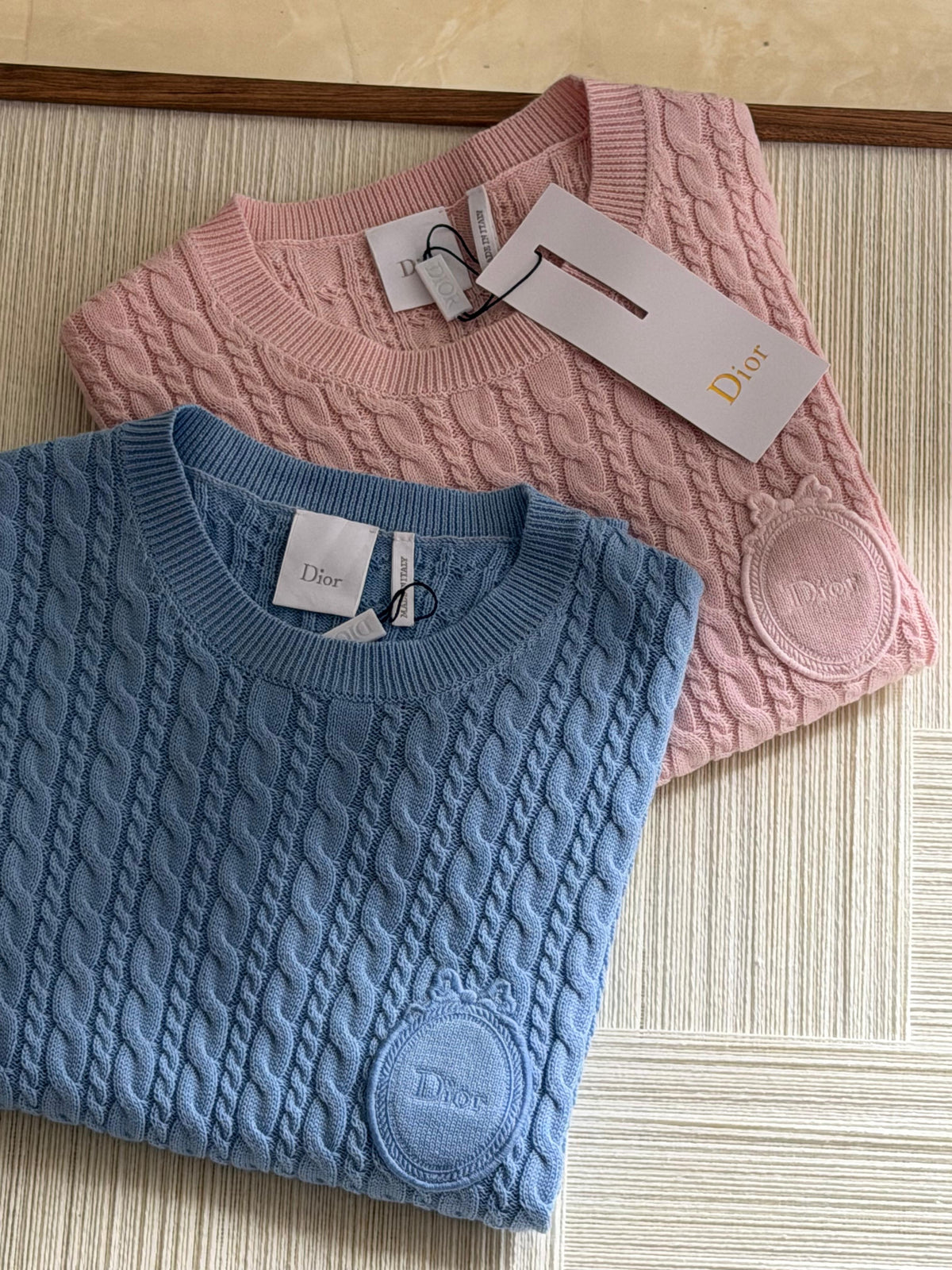 Dior Médaillon Short-Sleeved Sweater Blue