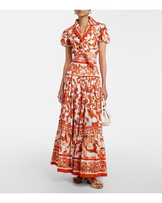 Dolce & Gabbana Orange Majolica-print Maxi