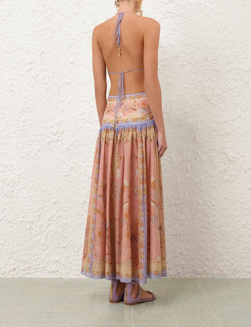 Zimmermann Pink Indra Plunge Halterneck Dress