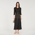 Sandro Shop Ramia Pointelle Knit Midi Dress Black