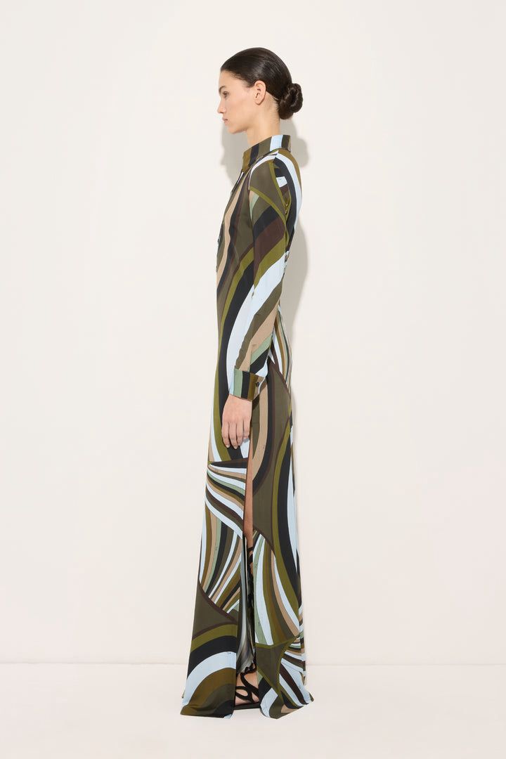 Pucci Green Iride-print Shirtdress in Satin Jersey