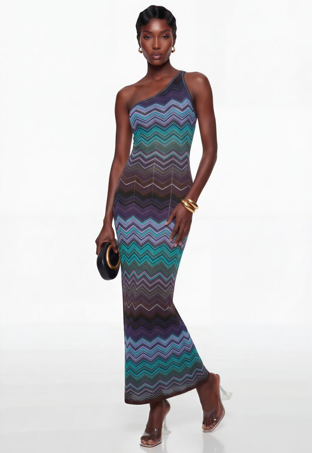 Missoni Blue Embellished One-shoulder Dress