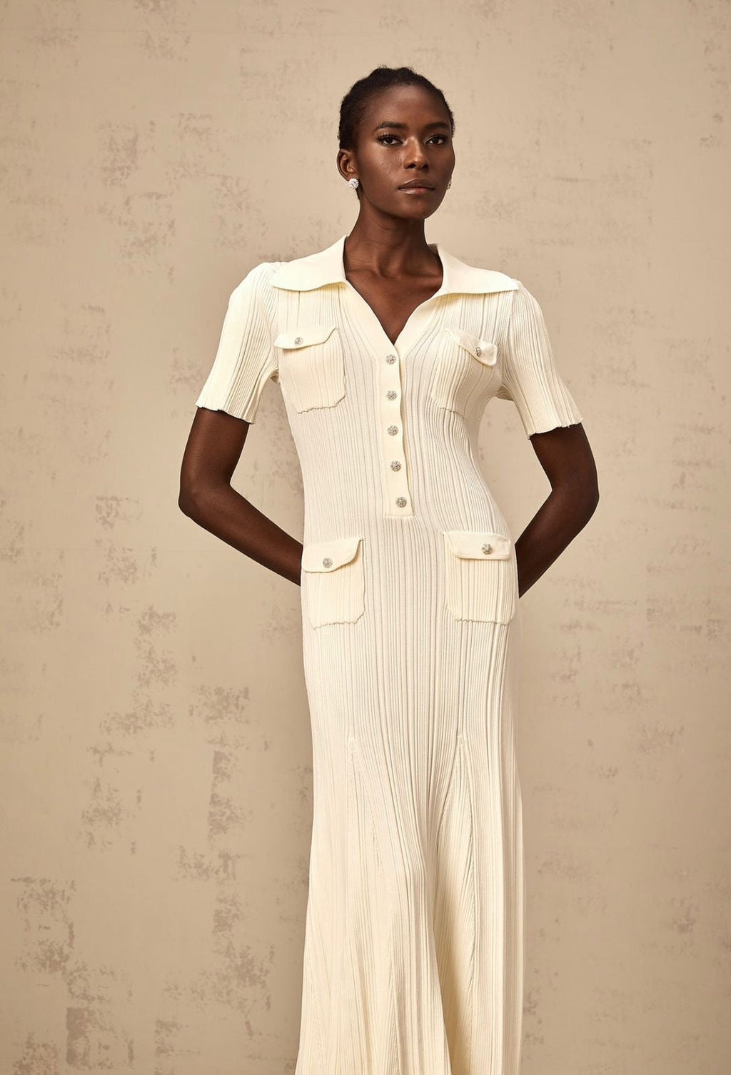 SANDRO ribbed-knit midi dress