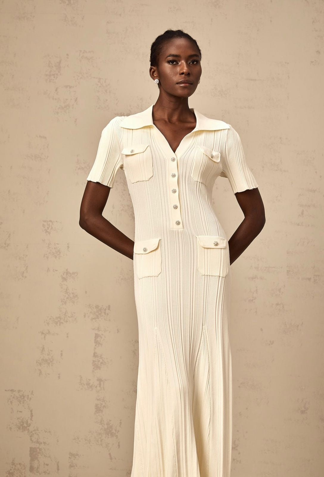 SANDRO ribbed-knit midi dress