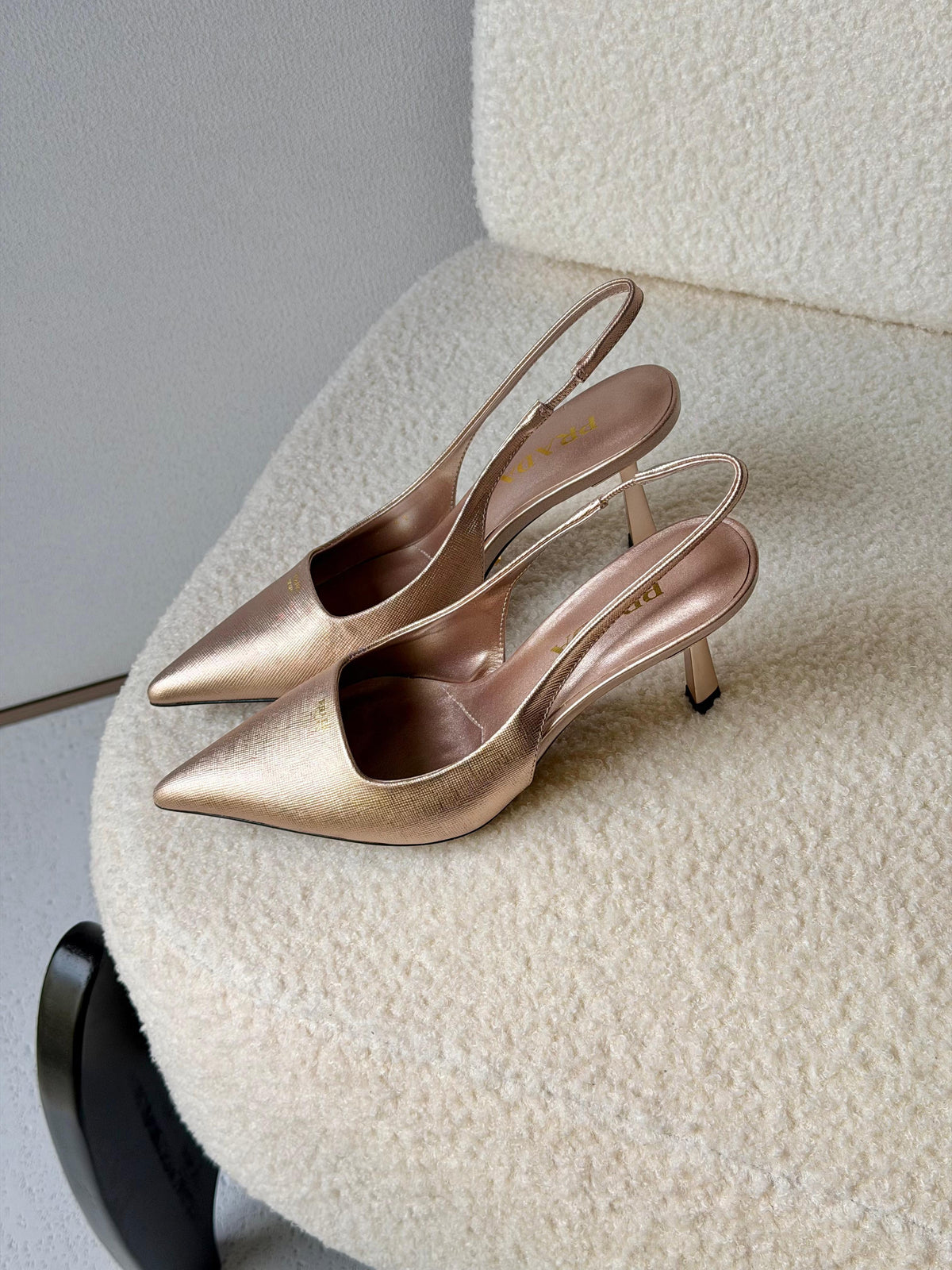 Prada Metallic leather slingback pumps