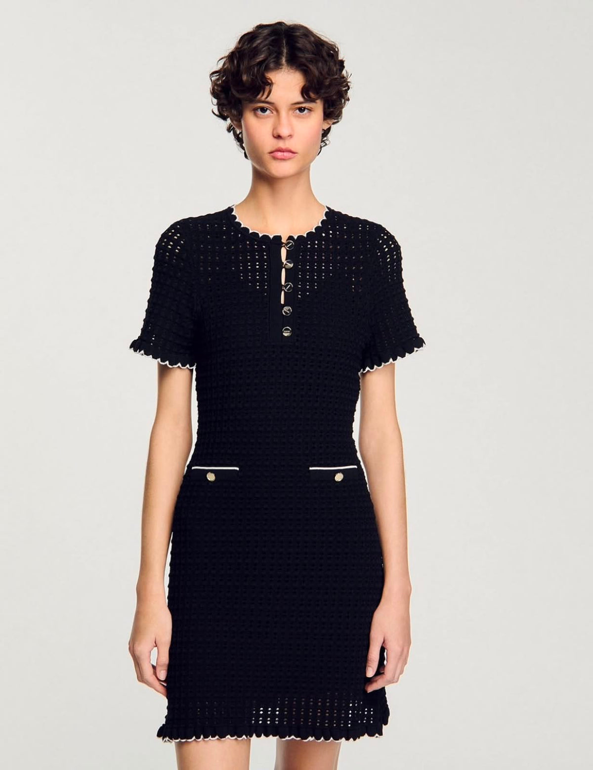 SANDRO Black Dory Sweater Mini Dress