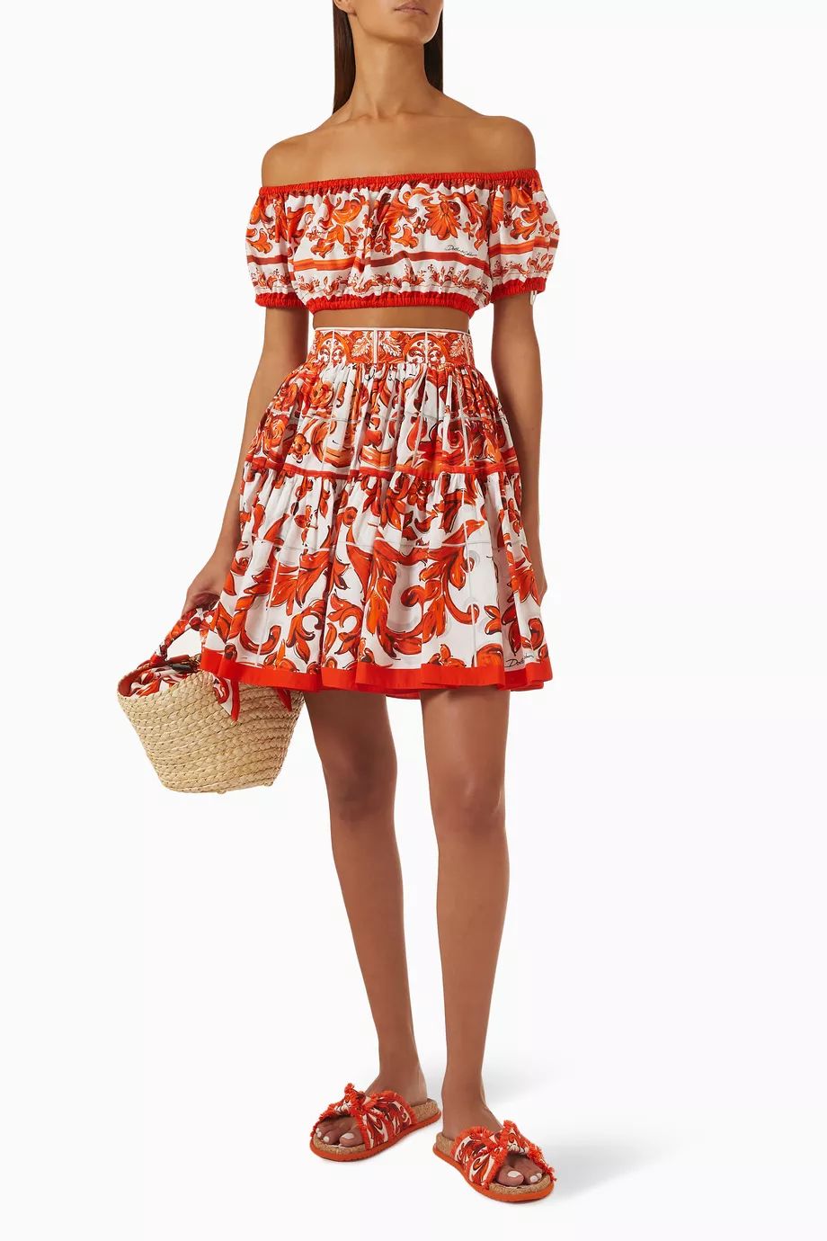 Dolce & Gabbana Orange Majolica-print Raglan